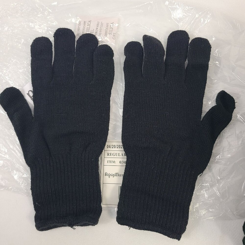 RefrigiWear Black Acrylic Spandex Knit Gloves One Size Regular Warm Winter Wear - Picture 3 of 4
